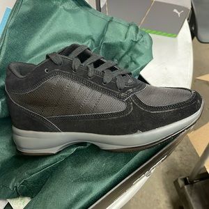 Men's Black Suede Leather/Mesh Lightweight Trainer Sneakers